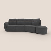 Cerbero divano angolare con pouf mobile in morbido bouclé impermeabile T07 antracite