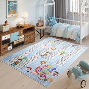 Tappeto per bambini con un motivo di bambini e una piccola tabella di moltiplicazione Larghezza: 80 cm | Lunghezza: 150 cm