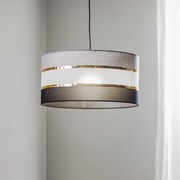HELAM Lampada a sospensione Helen in tessuto grigio-nero-oro Ø 40 cm