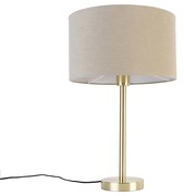 Lampada da tavolo classica in ottone con paralume marrone chiaro 35 cm - Simplo