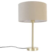 Lampada da tavolo classica in ottone con paralume marrone chiaro 35 cm - Simplo