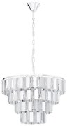 Lampadario A Sospensione Moderno Erseka Acciaio Cromo Cristallo 7 Luci E14