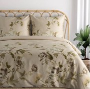 Lenzuola in cotone sateen - beige con fiori 3 parti: 1pc 160x200 + 2pc 70x80