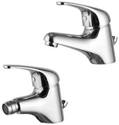 Set rubinetti lavabo e bidet in ottone cromo di Rubinetterie Mariani Linea Astro