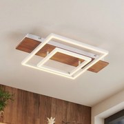 Lucande Plafoniera LED Chariska, 60 cm, bianco, legno, CCT