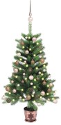 Albero di Natale Preilluminato con Palline Verde, Albero di Natale Preilluminato con Palline Verde 65 cm II