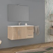 Mobile sottolavabo e lavabo Master per vasca centrale rovere bruge L 100 x H 55 x P 46 cm, 2 ante 2 cassetti
