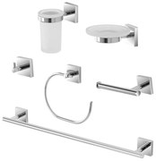 Set accessori a muro 6 pezzi in acciaio cromato e viti incluse   Easy