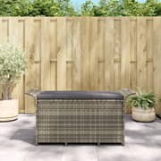 Panca da giardino con cuscino grigio 116x46x57 cm in polyrattan