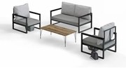 Set Salotto Da Esterno 1 Divano 2 Poltrone E Tavolino Metal Frame MTLKNP002