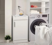 Mobile lavanderia con lavabo incluso Ada in abs bianco ottico P 50 x L 45 x H 84 cm