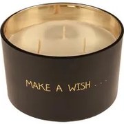 Candela profumata con cristallo e vasetto con scritta Make a wish My Flame