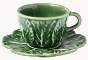 Set di 4 tazzine da caffè XS con piattini dipinte a mano Cabbage