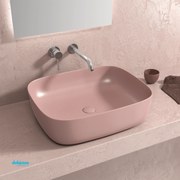 Lavabo D'Appoggio Da 49x39,5 Cm Finitura Rosa Opaco