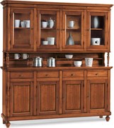 CHELSEY - credenza con vetrina in legno massello cm 196 x 43 x 218 h
