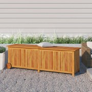 Contenitore da giardino con ruote 150x50x58cm massello acacia