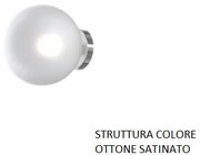 Applique ottone sat. 1 luce vetro bianco fog 1184os-a-bf