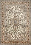 Kashan Tappeto 240x350 Beige (Iran) Annodato A Mano