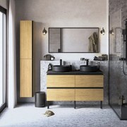 Mobile sottolavabo e lavabo Studio rovere liscio L 120 x H 58 x P 48.1 cm 4 cassetti, top incluso