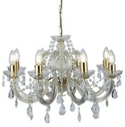 Lampadario Classico Marie Therese Acciaio Oro Vetro 8 Luci E14