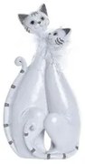 Statua Decorativa DKD Home Decor 15 x 10 x 29 cm Bianco Gatti Romantico