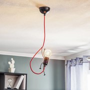 EMIBIG LIGHTING Lampada a sospensione Bobi 1 in nero, cavo rosso, a 1 luce.