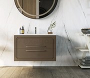 Mobile bagno creta opaco 80x46 Vienna con lavabo ad incasso e due cassetti rifiniti con maniglie cromo