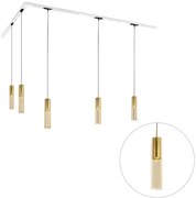 Sistema di illuminazione su binario moderno con 5 luci a sospensione dorate monofase - Iconic Lloyd