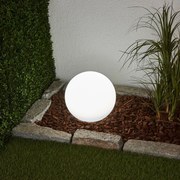 Lampada LED solare Lago di Lindby, Ø 25 cm, globo, punta a terra, bianco