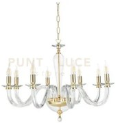 Lampadario paganini 8 luci cristallo oro attacco e14 d.84cm