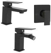Set miscelatori nero opaco lavabo bidet e doccia a incasso Kubo