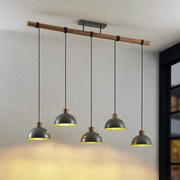 Lampada a sospensione Lindby Durbis, 149 cm, nero, a 5 luci, legno