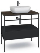 Mobile sottolavabo e lavabo Outline nero L 60 x H 92 x P 45.5 cm