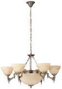 Lampadario A Sospensione Vintage Marbella Metallo Brunito Vetro 9 Luci E14