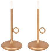 Set di 2 lampade da tavolo da esterno oro con dimmer ricaricabili - Sjarel