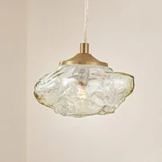 Lampada a sospensione Lindby Piatra, ambra/ottone, vetro, Ø 16 cm, G9