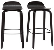 Sgabelli da bar vintage legno nero (set di 2) OBRA