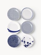 Set di 6 piatti da colazione in porcellana Pacific Blue