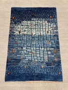 Loribaft Tappeto persiano 90 x 60 Blu (Iran) Annodato A Mano