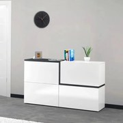 Credenza moderna ZET 150 con 4 ante ribalta - Bianco Ardesia