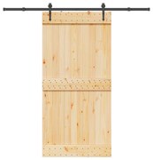 Porta Scorrevole Con Set Hardware 100x210cm Legno Massello Pino /