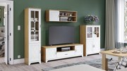 Set di mobili PROVENZA Rovere Pietrato/Bianco Opaco - PORTA TV GRANDE, VETRINA, PENSILE, COMÒ DA SALOTTO DA SOGGIORNO RETRÒ