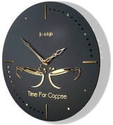 Orologio da parete per cucina con tazze dorate - nero