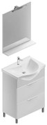 Mobile sottolavabo, lavabo e specchio con illuminazione Jnka bianco lucido L 65 x H 75 x P 46 cm 2 cassetti