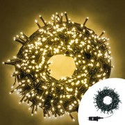 Catena di luci 15 metri da 300 Led Bianco Caldo con cavo verde Wisdom