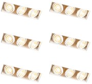 Set di 6 faretti da incasso bianchi regolabili senza cornice 3 luci - Oneon