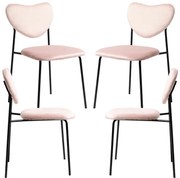 Pack 4 Sedie Cora Black Velluto - Rosa