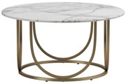 Tavolino da salotto rotondo bianco/dorato con effetto marmo ø 79 cm Gwyneth – CosmoLiving by Cosmopolitan