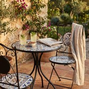 SILVES - set due sedie pieghevoli e tavolo rotondo con decori
