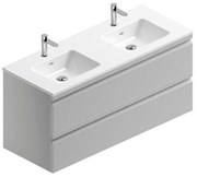 Mobile sottolavabo e lavabo Pull grigio artico opaco in mdf L 120 x H 56 x P 46 cm 2 vasche 2 cassetti